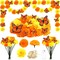 120 Pcs Day of The Dead Decorations - Flowers with Butterflies (Orange, Yellow)